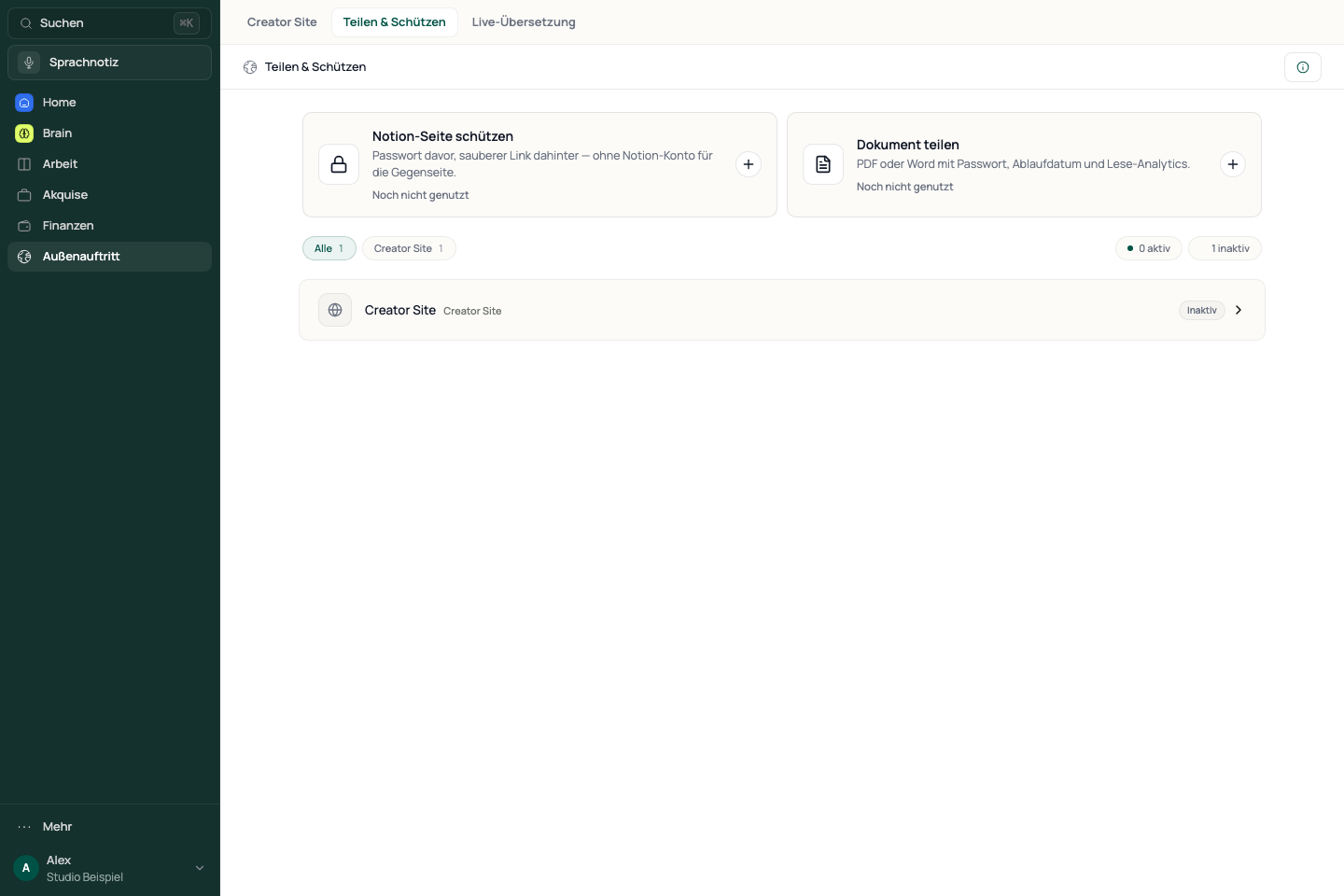 Share & Protect with actions for Notion and documents.